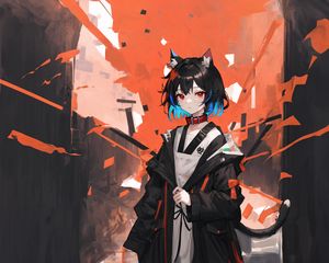 Preview wallpaper girl, neko, ears, choker, belt, anime