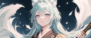 Preview wallpaper girl, neko, ears, anime, art, kimono