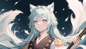 Preview wallpaper girl, neko, ears, anime, art, kimono