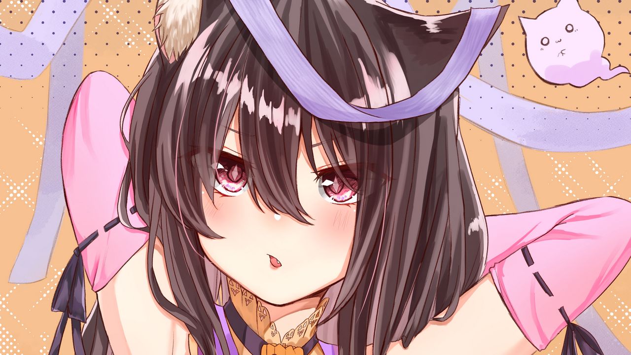 Wallpaper girl, neko, ears, pose, anime
