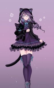 Preview wallpaper girl, neko, ears, cat, toy, anime, art