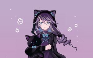 Preview wallpaper girl, neko, ears, cat, toy, anime, art