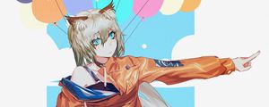 Preview wallpaper girl, neko, ears, balls, gesture