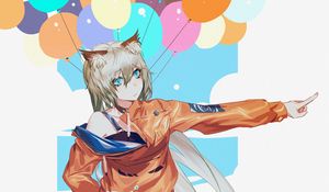 Preview wallpaper girl, neko, ears, balls, gesture