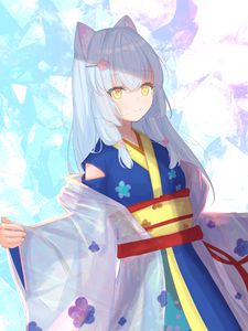 Preview wallpaper girl, neko, ears, kimono, anime