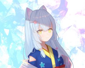 Preview wallpaper girl, neko, ears, kimono, anime