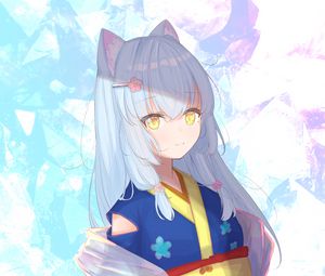 Preview wallpaper girl, neko, ears, kimono, anime