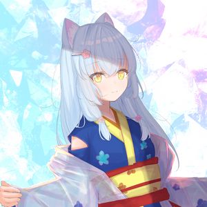 Preview wallpaper girl, neko, ears, kimono, anime