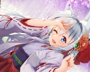 Preview wallpaper girl, neko, ears, smile, kimono, anime