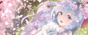 Preview wallpaper girl, neko, ears, pet, happy, tears, anime