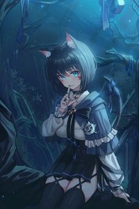 Preview wallpaper girl, neko, ears, gesture, anime, cute