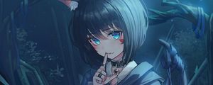 Preview wallpaper girl, neko, ears, gesture, anime, cute