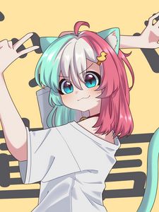 Preview wallpaper girl, neko, ears, gesture, anime