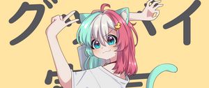 Preview wallpaper girl, neko, ears, gesture, anime