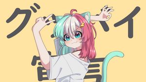 Preview wallpaper girl, neko, ears, gesture, anime