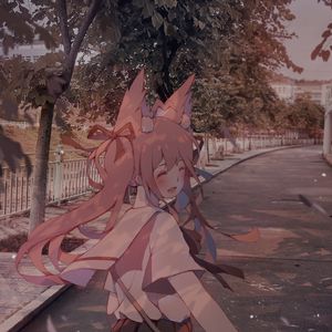 Preview wallpaper girl, neko, ears, smile, anime, art, cartoon