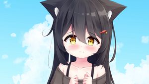 Preview wallpaper girl, neko, ears, sad, anime