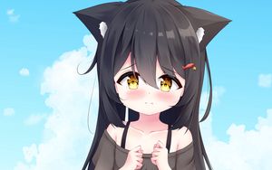 Preview wallpaper girl, neko, ears, sad, anime