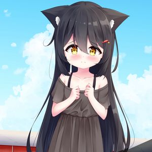 Preview wallpaper girl, neko, ears, sad, anime