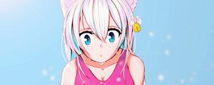 Preview wallpaper girl, neko, ears, swimsuit, water, anime