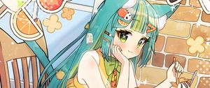 Preview wallpaper girl, neko, ears, dessert, anime, art