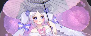 Preview wallpaper girl, neko, ears, umbrella, anime, art