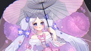 Preview wallpaper girl, neko, ears, umbrella, anime, art
