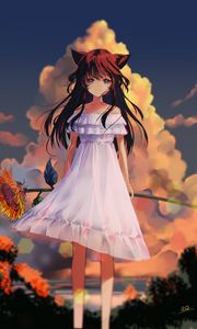 Preview wallpaper girl, neko, ears, dress, anime, art, cartoon