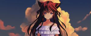 Preview wallpaper girl, neko, ears, dress, anime, art, cartoon