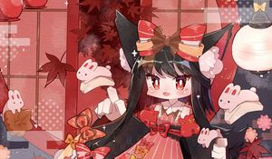 Preview wallpaper girl, neko, ears, kimono, anime, art