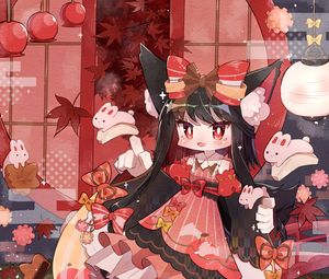 Preview wallpaper girl, neko, ears, kimono, anime, art