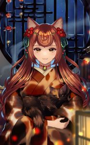 Preview wallpaper girl, neko, ears, cat, anime, art