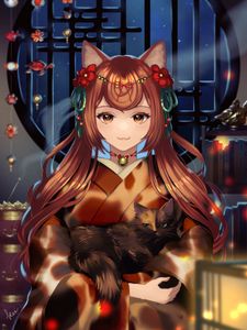 Preview wallpaper girl, neko, ears, cat, anime, art