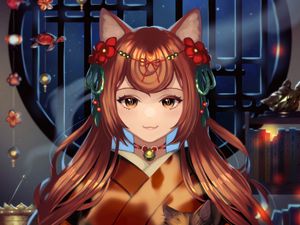 Preview wallpaper girl, neko, ears, cat, anime, art