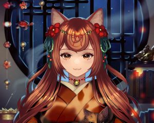 Preview wallpaper girl, neko, ears, cat, anime, art