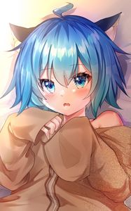 Preview wallpaper girl, neko, ears, anime, art, cute