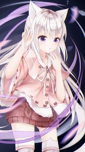 Preview wallpaper girl, neko, ears, anime, art, purple