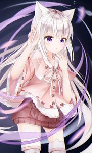 Preview wallpaper girl, neko, ears, anime, art, purple