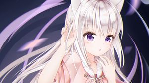 Preview wallpaper girl, neko, ears, anime, art, purple