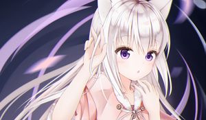Preview wallpaper girl, neko, ears, anime, art, purple