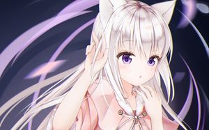 Preview wallpaper girl, neko, ears, anime, art, purple