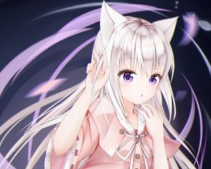 Preview wallpaper girl, neko, ears, anime, art, purple