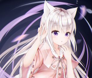 Preview wallpaper girl, neko, ears, anime, art, purple