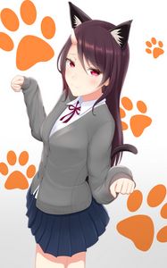 Preview wallpaper girl, neko, ears, horn, anime, art, cute