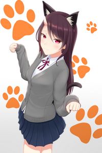 Preview wallpaper girl, neko, ears, horn, anime, art, cute