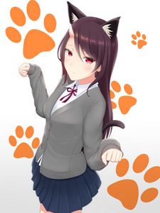 Preview wallpaper girl, neko, ears, horn, anime, art, cute