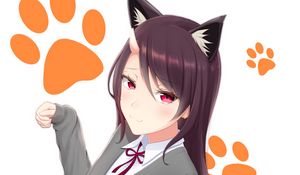 Preview wallpaper girl, neko, ears, horn, anime, art, cute