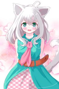 Preview wallpaper girl, neko, ears, glance, anime, art, cute