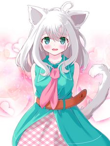 Preview wallpaper girl, neko, ears, glance, anime, art, cute