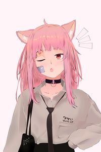Preview wallpaper girl, neko, ears, pink, anime, art
